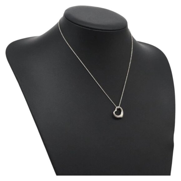 TIFFANY&Co. Open Heart Necklace Ag925 Silver Auth am7763 - Picture 1 of 13